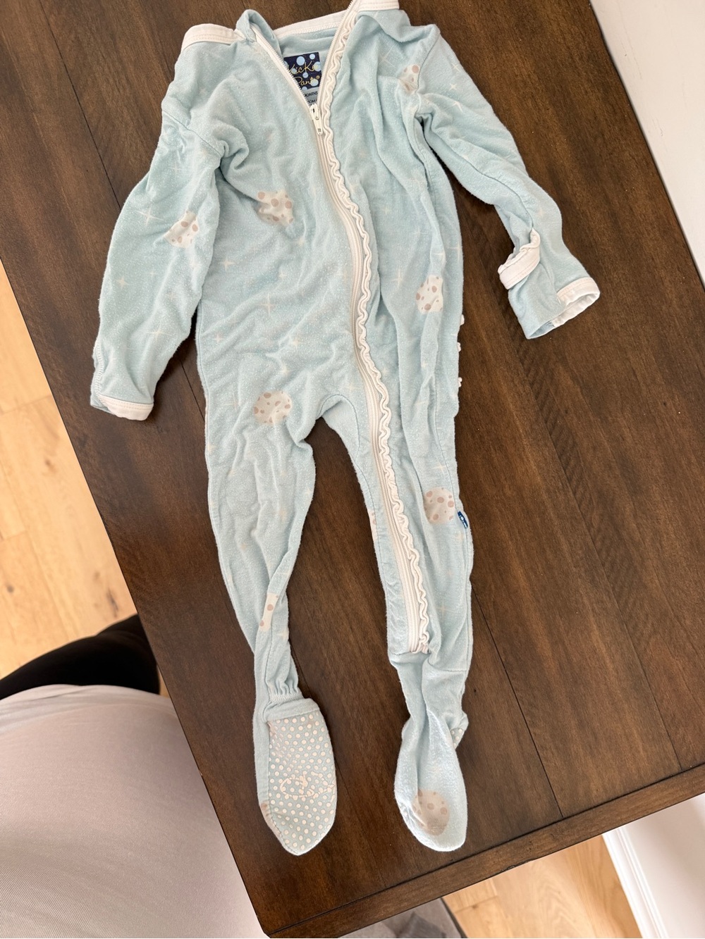Kickee Pants Light Blue Footed One-Piece Pajamas with Animal Print